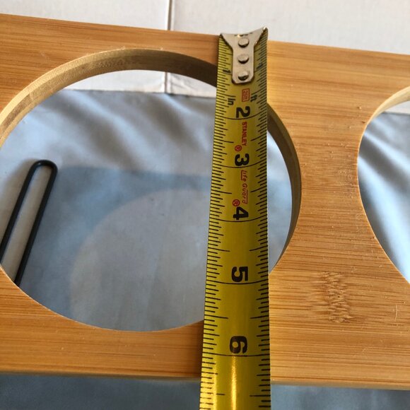 Elevated Cat Dog Pet Ceramic Food Bowls w Bamboo Stand 15 Degree Tilted #F11 - Picture 4 of 5